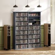 16 Compartment Media Storage Shelf With Adjustable Shelves For Home Or Office Grey