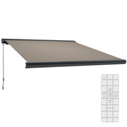 Light Grey 3.5 x 3 m Electric Retractable Awning UV50+ with Remote Control by Outsunny