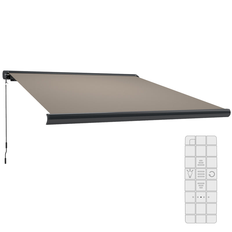 Light Grey 3.5 x 3 m Electric Retractable Awning UV50+ with Remote Control by Outsunny