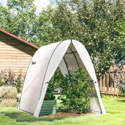 Walk In Tunnel Greenhouse With Screen Windows And Sandbags For Garden Growing White AOSOM