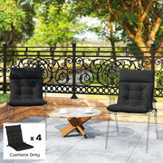 Garden Chair Cushion Set of 4 for Outdoor Comfort Water-Repellent and UV Resistant Black Outsunny