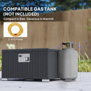 5 Piece Rattan Garden Lounge Set with Gas Fire Pit Table and Footstool Black by Outsunny