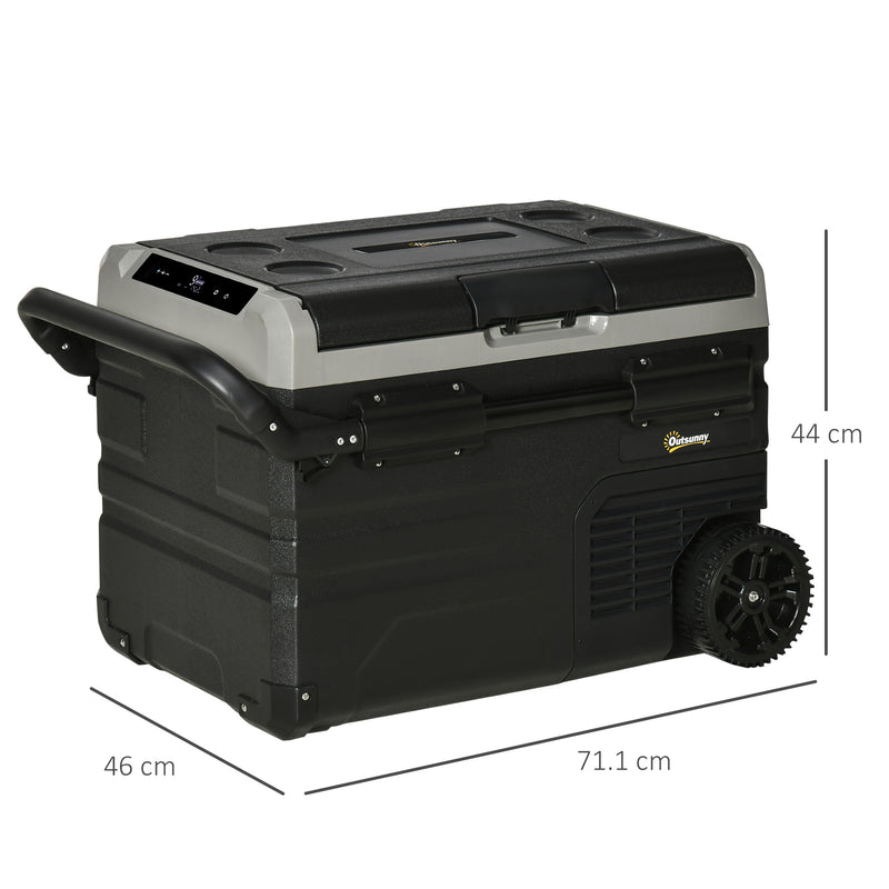 40L Portable Car Fridge Freezer with LED Light and Foldable Handles for Travel Grey AOSOM