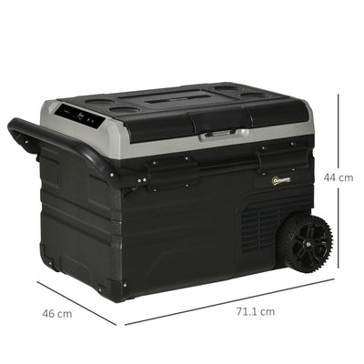 40L Portable Car Fridge Freezer with LED Light and Foldable Handles for Travel Grey AOSOM