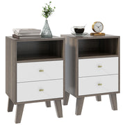 Industrial Style Bedside Table with Drawer and Open Shelf Ideal for Bedroom Storage Grey