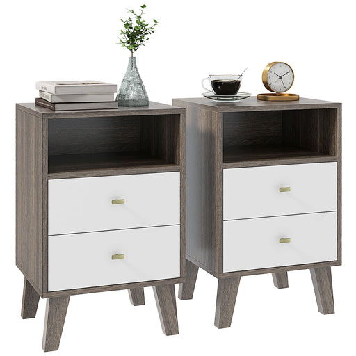 Industrial Style Bedside Table with Drawer and Open Shelf Ideal for Bedroom Storage Grey