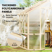 Walk In Polycarbonate Greenhouse With Lockable Door And Window Brown Wooden by Outsunny