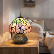 Tiffany Style Table Lamp with Dragonfly Base Handcrafted Stained Glass for Bedroom Pink