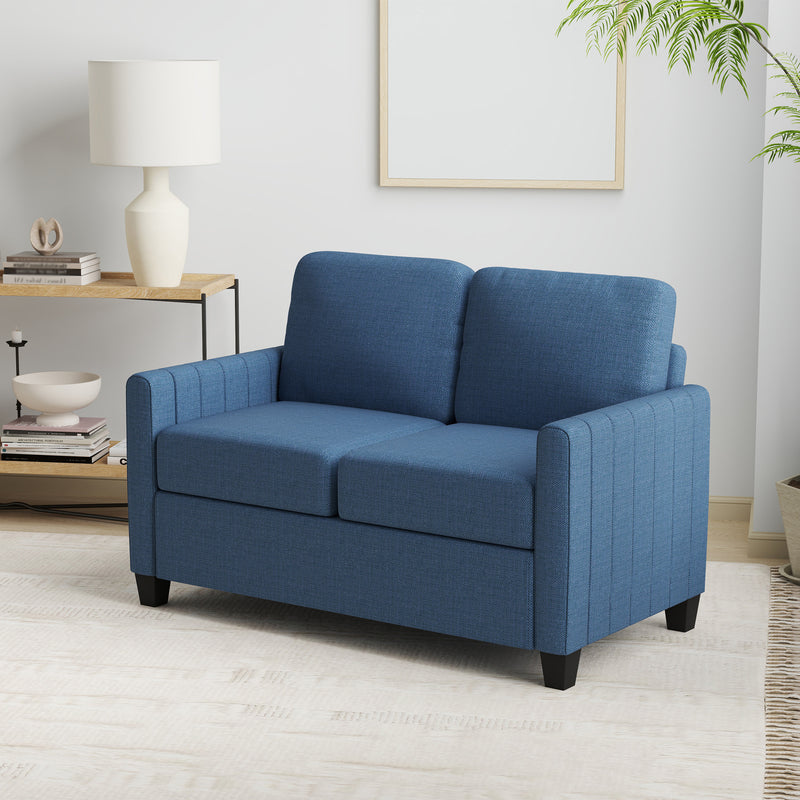 Blue 2 Seat Sofa Linen Look Modern Design Comfortable and Stylish by HOMCOM
