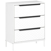 3 Drawer Fabric Dresser with Aluminium Handles Ideal for Bedroom Storage White