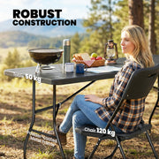 Folding Garden Table and 4 Chairs Set for Outdoor Dining and Easy Storage, Black Outsunny