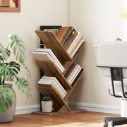 Four Section Tree Bookcase With Open Shelves For Living Room Or Bedroom, Wood Effect