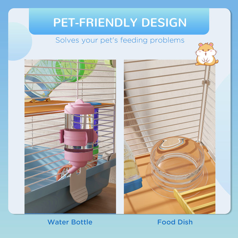5 Tier Hamster Cage With Fun Tunnel Play Area For Small Pets, Light Blue AOSOM