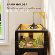 Wooden Tortoise House with Openable Top Clear Windows and Storage Shelf Yellow
