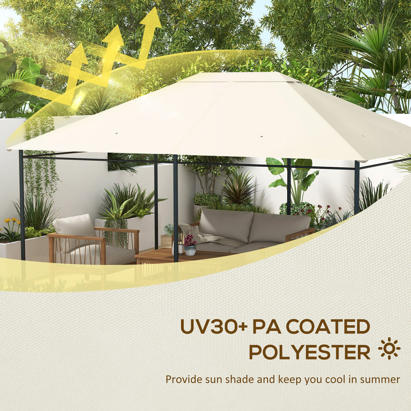 3 x 4m Gazebo Canopy Roof Replacement Top Cover Ideal for Outdoor Use Cream White AOSOM