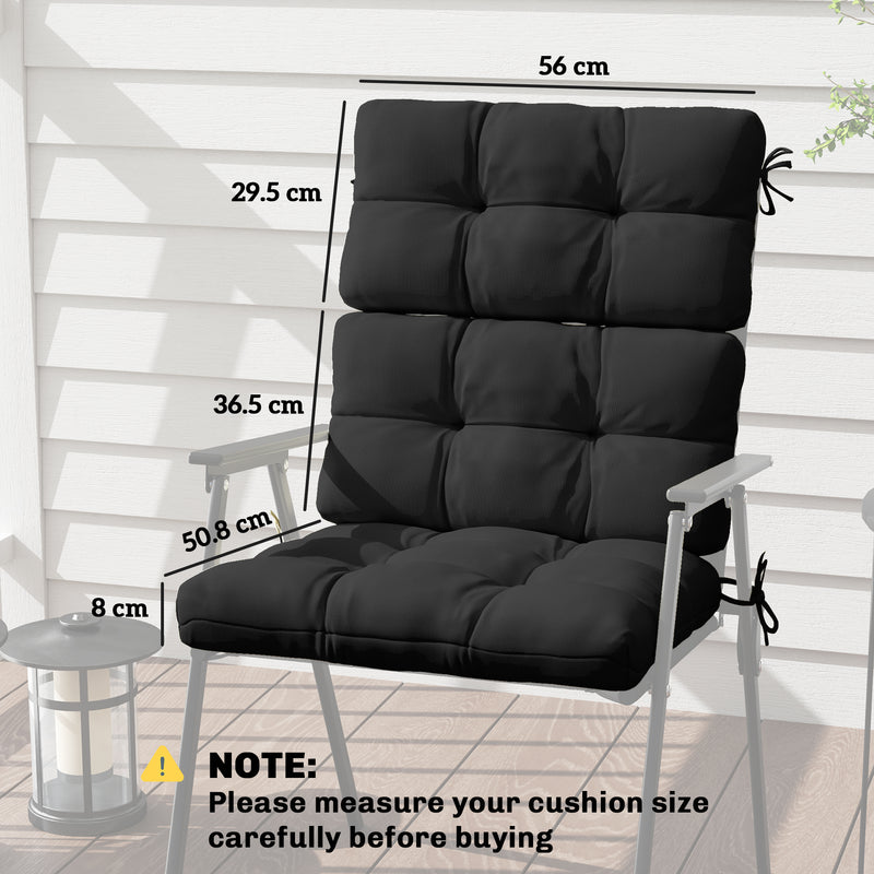 Outdoor Chair Cushions Set of 2 for Extra Comfort and Support Black Outsunny
