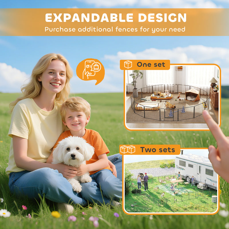 16 Panel Heavy Duty Puppy Playpen for Small Dogs Indoor and Outdoor Use Grey