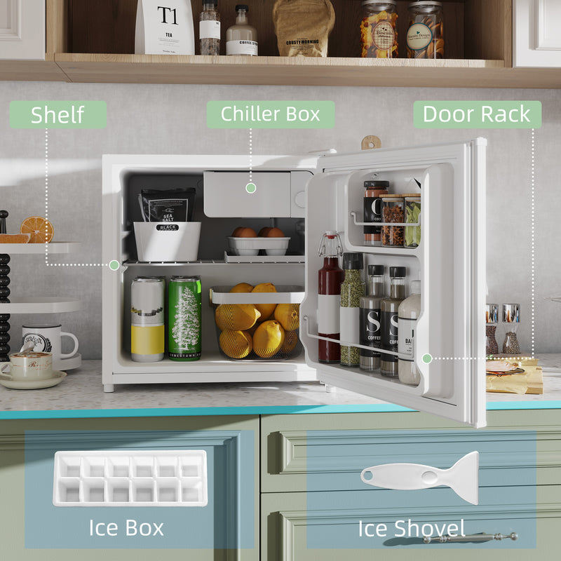 46 Litre Table Top Mini Fridge With Ice Box And Reversible Door For Bedroom Use Cream
