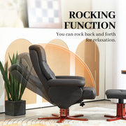 Black Faux Leather Manual Recliner Armchair with Matching Footstool Set by HOMCOM