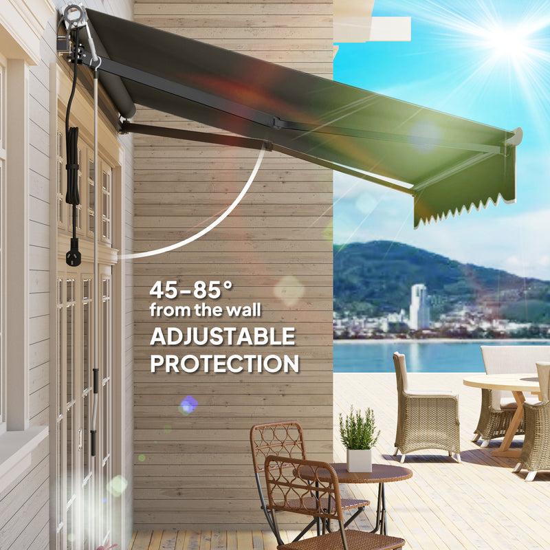 Dark Grey 3 x 2.5m Electric Retractable Awning with Remote Control UV30+ Sun Shade by Outsunny
