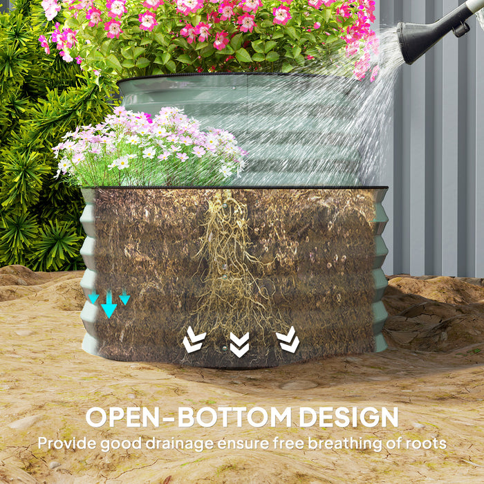 Light Green Two Tier Galvanised Steel Garden Planter for Outdoor Plants by Outsunny