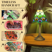 Tiffany Style Table Lamp With Stained Glass Shade Ideal For Bedroom Or Lounge Lighting Green