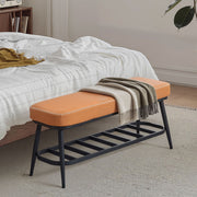 PU Leather Shoe Storage Bench With Padded Seat and Hidden Compartment, Brown