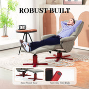 Homcom Grey Faux Leather Recliner & Footstool Set for Comfortable Relaxation Homcom