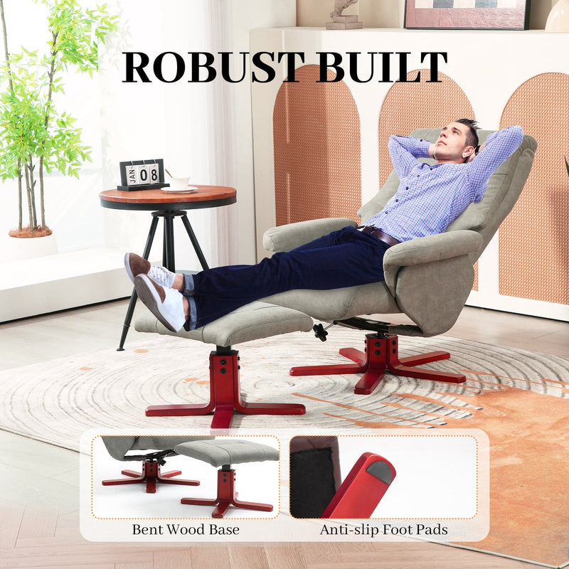 Homcom Grey Faux Leather Recliner & Footstool Set for Comfortable Relaxation Homcom