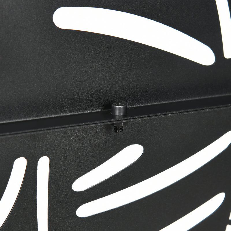 Black Metal Garden Privacy Screen with Stand 6.5ft Decorative Panel for Patio or Pool