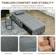 Dark Grey 4 in 1 Single Sleeper Chair Bed with Adjustable Backrest by HOMCOM
