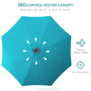 Blue 3m Garden Parasol With Solar LED Lights Ideal For Outdoor Shade And Evening Use