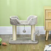 Indoor Cat Tree with Sisal Scratching Post and Hanging Toy Balls for Play, Light Grey