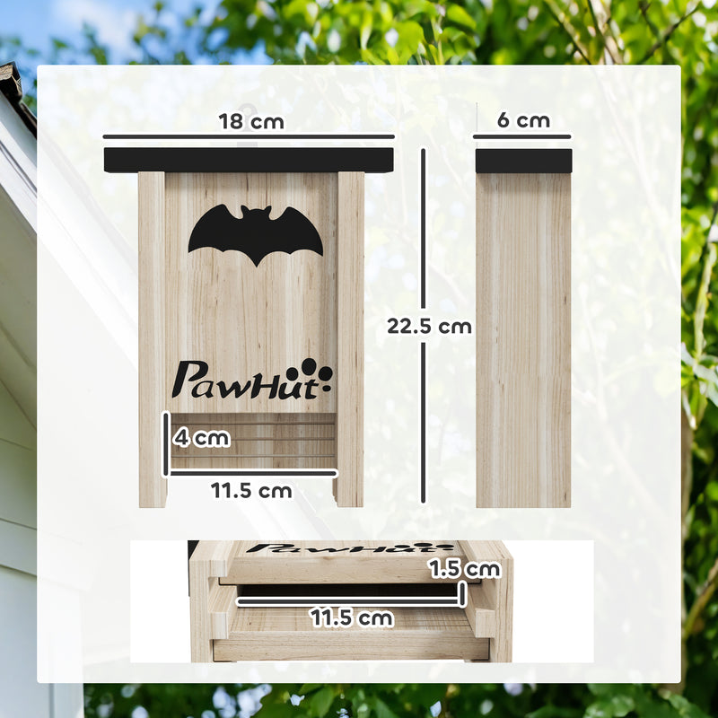 3 Piece Wooden Bat Box Set Easy to Hang for Garden Farm and Outdoor Use by PawHut