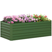 Green Galvanised Steel Raised Garden Bed With Reinforced Frame For Outdoor Planting