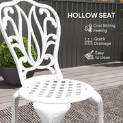 3 Piece White Cast Aluminium Garden Bistro Set With Umbrella Hole by Outsunny