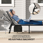 Set of 2 Folding Sun Loungers with Reclining Backrest and Side Pocket Light Grey by Outsunny