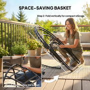 Hanging Swing Chair with Deep Cushion and Foldable Basket for Indoor or Outdoor Relaxation Black Outsunny