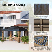 3 x 4m Hardtop Gazebo with Metal Roof Netting and Curtains Brown by Outsunny