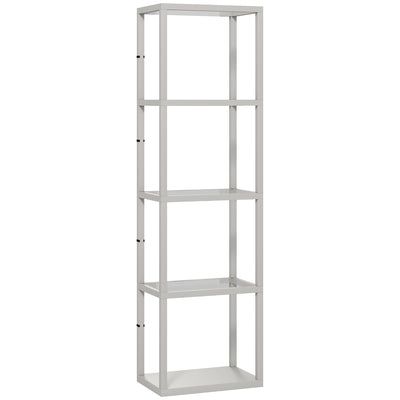 LED Floor Lamp with 4 Glass Shelves Dimmable Column Light for Living Room or Bedroom Grey