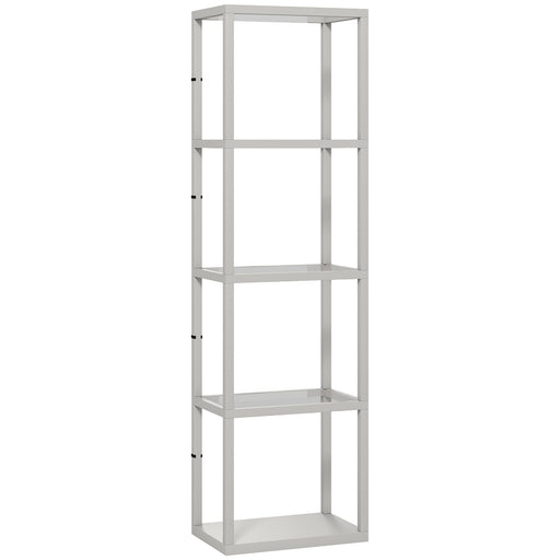 LED Floor Lamp with 4 Glass Shelves Dimmable Column Light for Living Room or Bedroom Grey