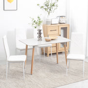 Set of 4 White Faux Leather Dining Chairs with Cushioned Seats for Modern Kitchens