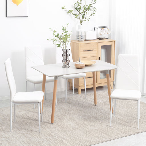 Set of 4 White Faux Leather Dining Chairs with Cushioned Seats for Modern Kitchens