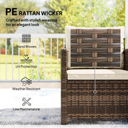Rattan Bistro Set for 2 with Cushioned Chairs and Glass Table for Small Outdoor Spaces Outsunny