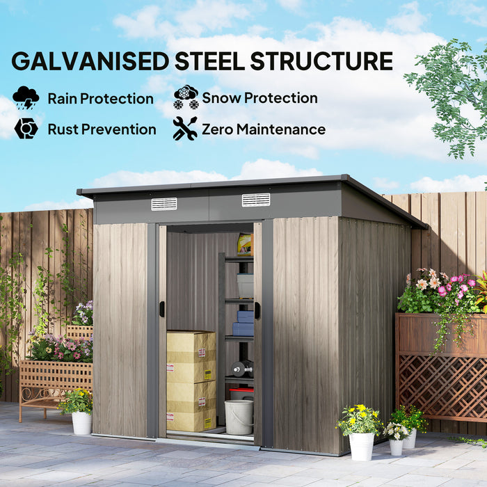 Grey Wood Grain Outdoor Garden Storage Shed with Weatherproof Design by Outsunny