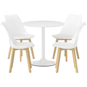 Five Piece White Modern Dining Set With Table And Chairs For Kitchen Or Dining Room