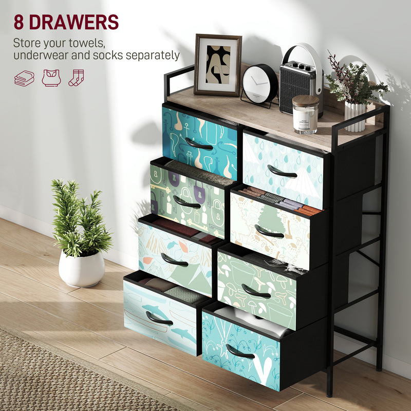 8 Drawer Chest of Drawers with Spacious Storage for Bedroom or Living Room Blue