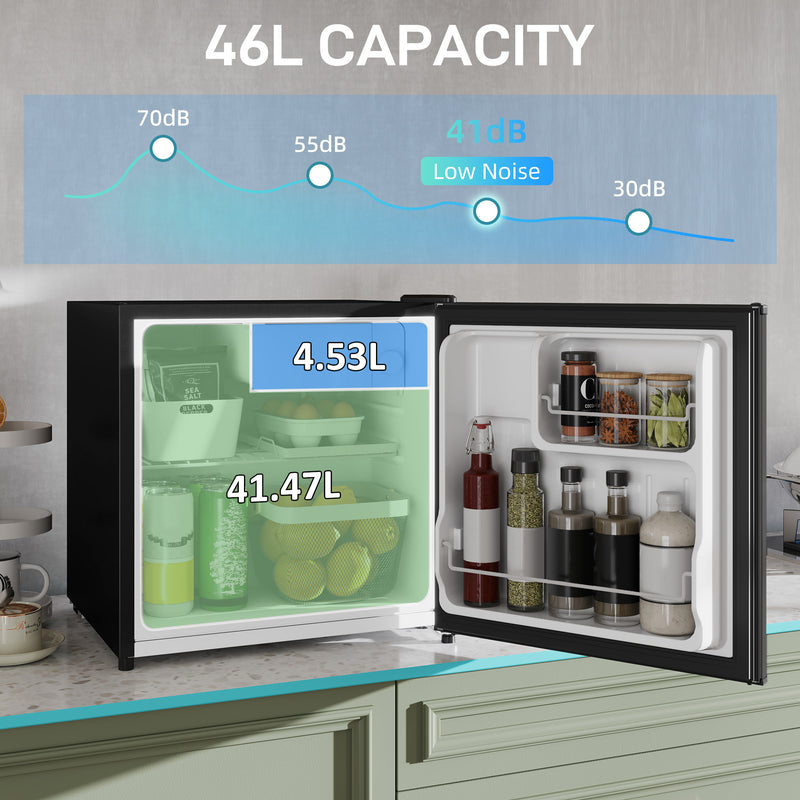 46 Litre Table Top Mini Fridge With Ice Box Ideal For Bedrooms And Home Office Black