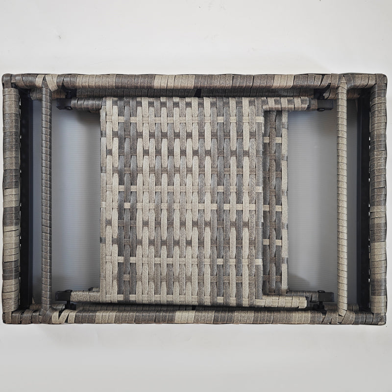 Foldable Rattan Garden Side Table with Steel Frame Space Saving Patio Coffee Table