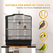 Large Metal Bird Cage with Perches Food Bowls and Swing for Budgies and Parakeets Black by PawHut